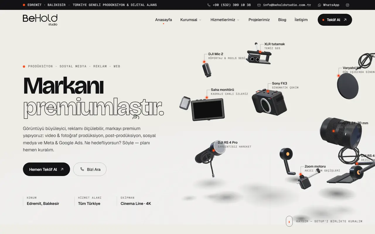 Kuvakaappaus beholdstudio.com.tr-verkkosivustosta