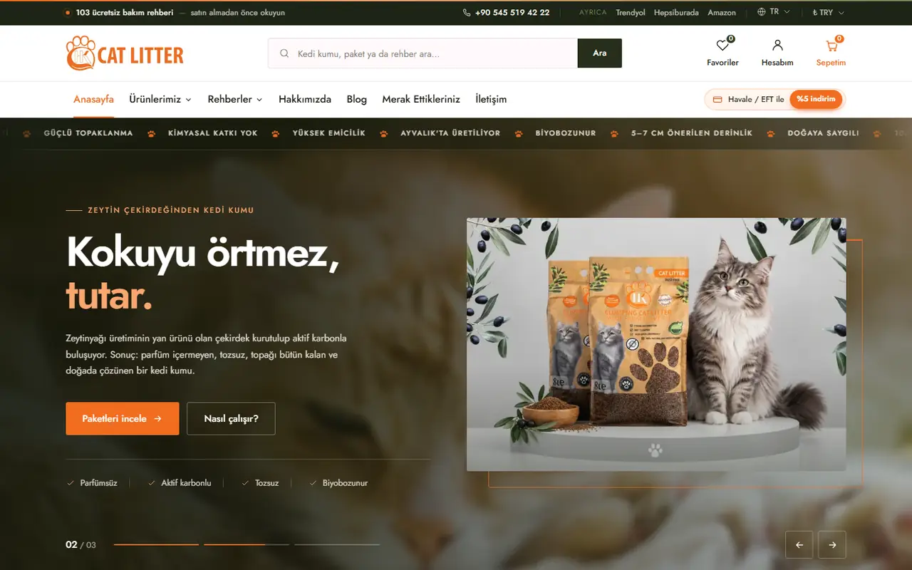 Kuvakaappaus catlitterhk.com-sivustosta
