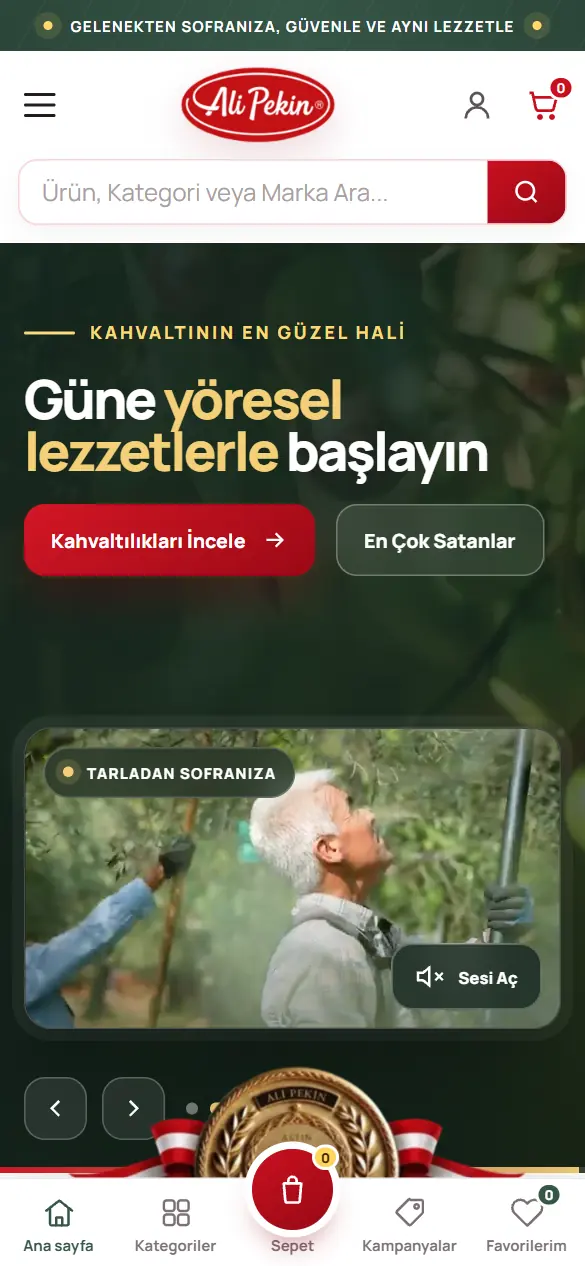 Ali Pekin-sajten i mobilvy