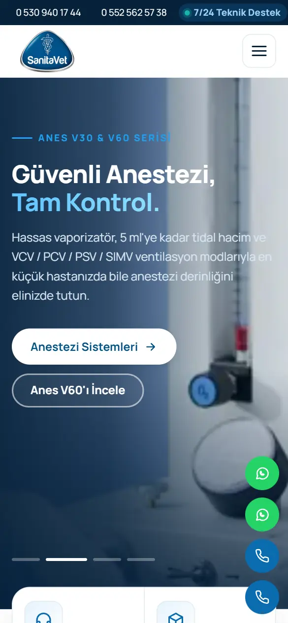 SanitaVet-sajten i mobilvy